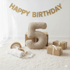 Morbido 5 Rakamı, Yastık, Kırlent, Elyaf Dolgulu, Welsoft , 40 Cm