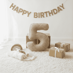 Morbido 5 Rakamı, Yastık, Kırlent, Elyaf Dolgulu, Welsoft , 40 Cm