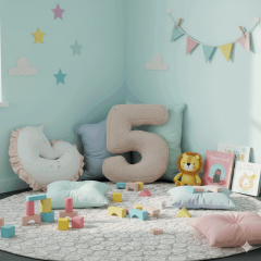 Morbido 5 Rakamı, Yastık, Kırlent, Elyaf Dolgulu, Welsoft , 40 Cm