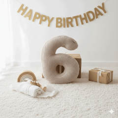 Morbido 6 Rakamı, Yastık, Kırlent, Elyaf Dolgulu, Welsoft , 40 Cm