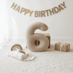 Morbido 6 Rakamı, Yastık, Kırlent, Elyaf Dolgulu, Welsoft , 40 Cm