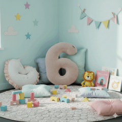 Morbido 6 Rakamı, Yastık, Kırlent, Elyaf Dolgulu, Welsoft , 40 Cm