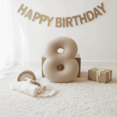 Morbido 8 Rakamı, Yastık, Kırlent, Elyaf Dolgulu, Welsoft , 40 Cm