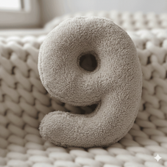 Morbido 9 Rakamı, Yastık, Kırlent, Elyaf Dolgulu, Welsoft , 40 Cm