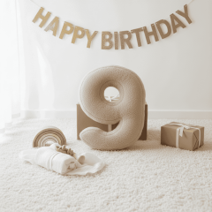 Morbido 9 Rakamı, Yastık, Kırlent, Elyaf Dolgulu, Welsoft , 40 Cm