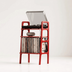 Aria, Ahşap Kitaplık Ve Pikap Standı, Kırmızı Renk