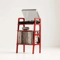 Aria, Ahşap Kitaplık Ve Pikap Standı, Kırmızı Renk