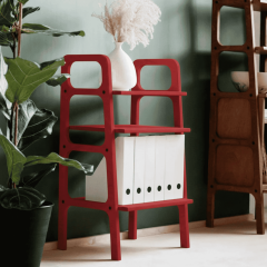 Aria, Ahşap Kitaplık Ve Pikap Standı, Kırmızı Renk