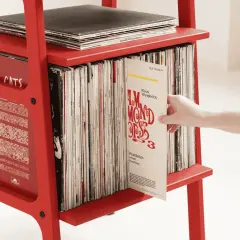 Aria, Ahşap Kitaplık Ve Pikap Standı, Kırmızı Renk