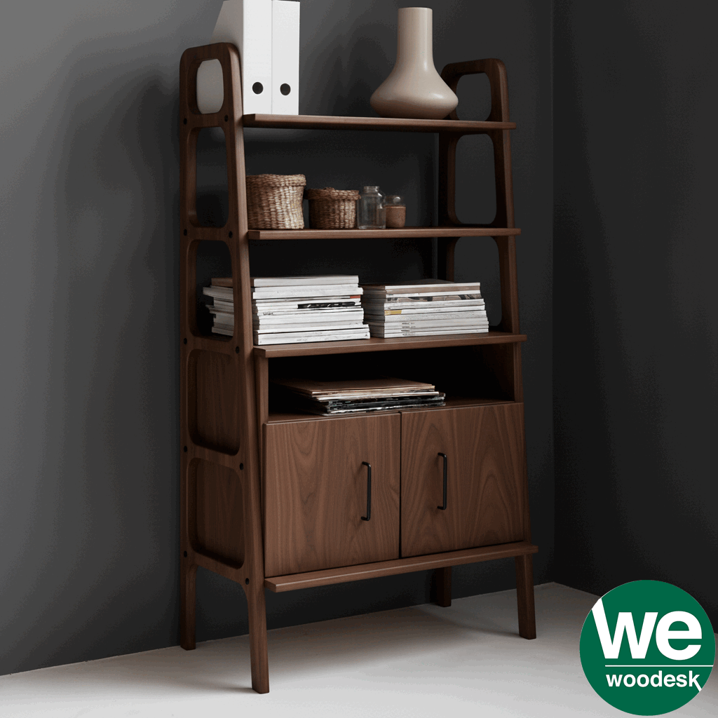 Alba, Ahşap, 140x75, Kitaplık ve Raf Ünitesi, Ceviz Renk