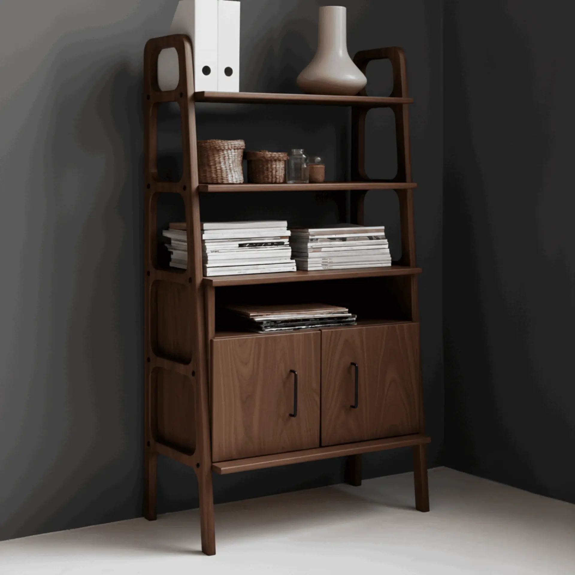 Alba, Ahşap, 140x75, Kitaplık ve Raf Ünitesi, Ceviz Renk