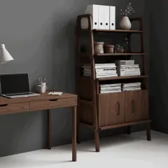 Alba, Ahşap, 140x75, Kitaplık ve Raf Ünitesi, Ceviz Renk