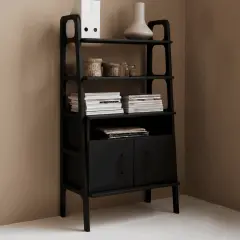 Alba, Ahşap, 140x75, Kitaplık ve Raf Ünitesi, Siyah Renk