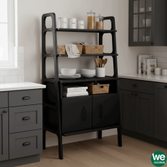 Alba, Ahşap, 140x75, Kitaplık ve Raf Ünitesi, Siyah Renk