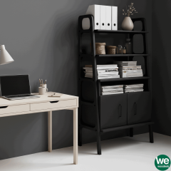 Alba, Ahşap, 140x75, Kitaplık ve Raf Ünitesi, Siyah Renk