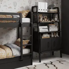 Alba, Ahşap, 140x75, Kitaplık ve Raf Ünitesi, Siyah Renk