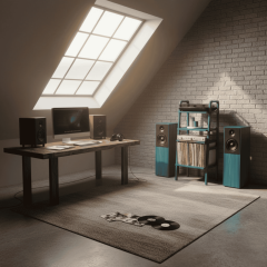 Vinilo, Ahşap, Kitaplık Ve Pikap Standı, Mavi Renk