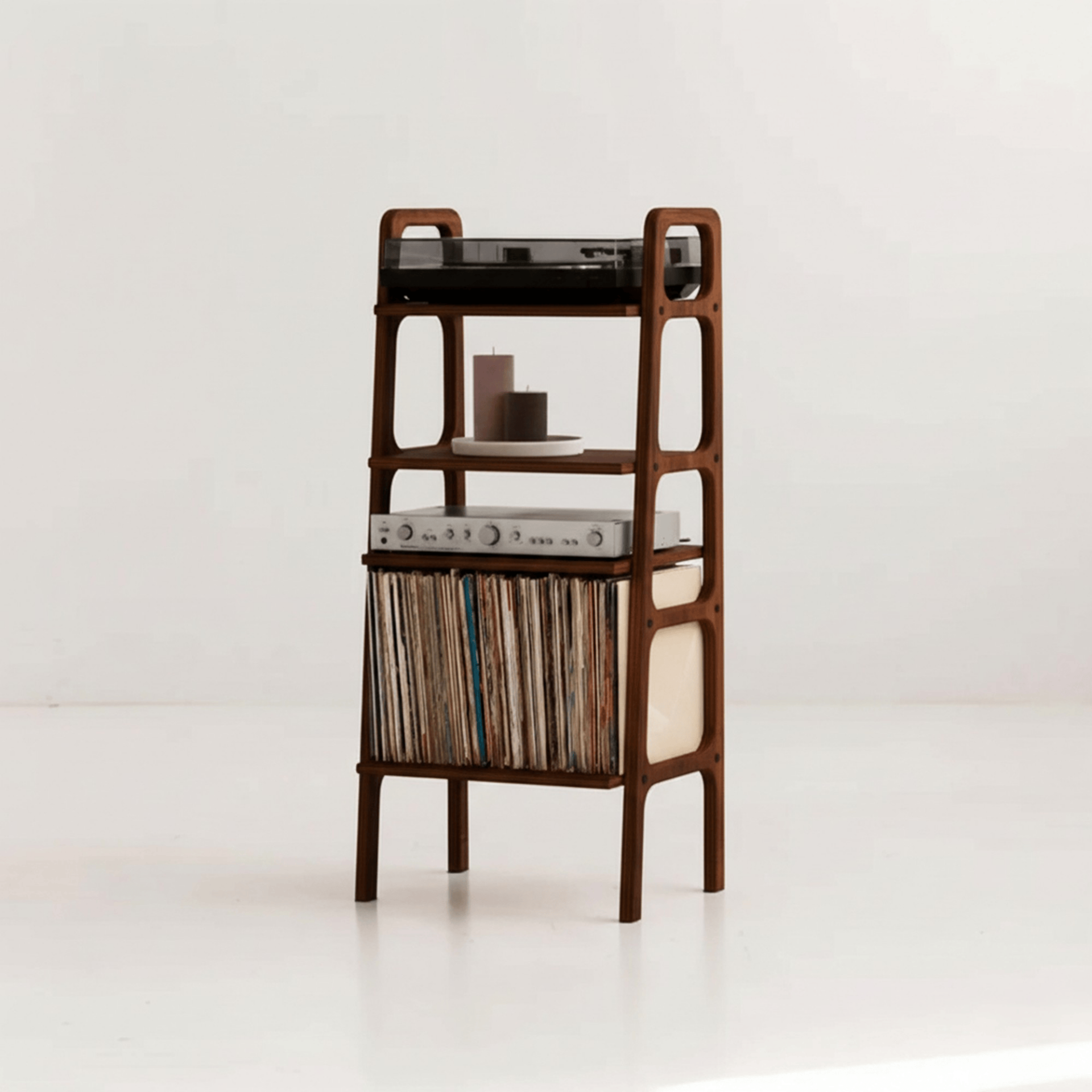 Vinilo, Ahşap, Kitaplık Ve Pikap Standı, Ceviz Renk