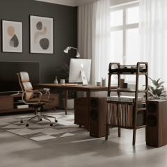 Vinilo, Ahşap, Kitaplık Ve Pikap Standı, Ceviz Renk