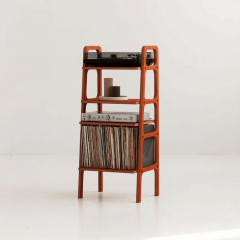 Vinilo, Ahşap, Kitaplık Ve Pikap Standı, Kırmızı Renk