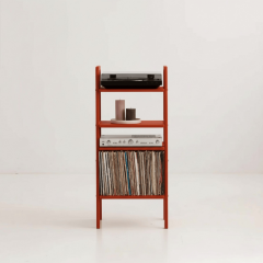 Vinilo, Ahşap, Kitaplık Ve Pikap Standı, Kırmızı Renk