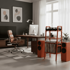 Vinilo, Ahşap, Kitaplık Ve Pikap Standı, Kırmızı Renk