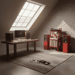 Vinilo, Ahşap, Kitaplık Ve Pikap Standı, Kırmızı Renk