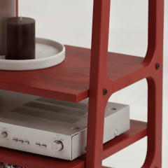 Vinilo, Ahşap, Kitaplık Ve Pikap Standı, Kırmızı Renk