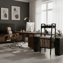 Vinilo, Ahşap, Kitaplık Ve Pikap Standı, Siyah Renk