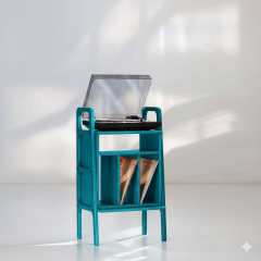 Lyric, Ahşap Kitaplık Ve Pikap Standı, Mavi Renk