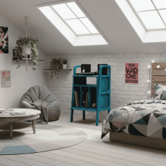 Lyric, Ahşap Kitaplık Ve Pikap Standı, Mavi Renk