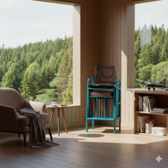 Lyric, Ahşap Kitaplık Ve Pikap Standı, Mavi Renk