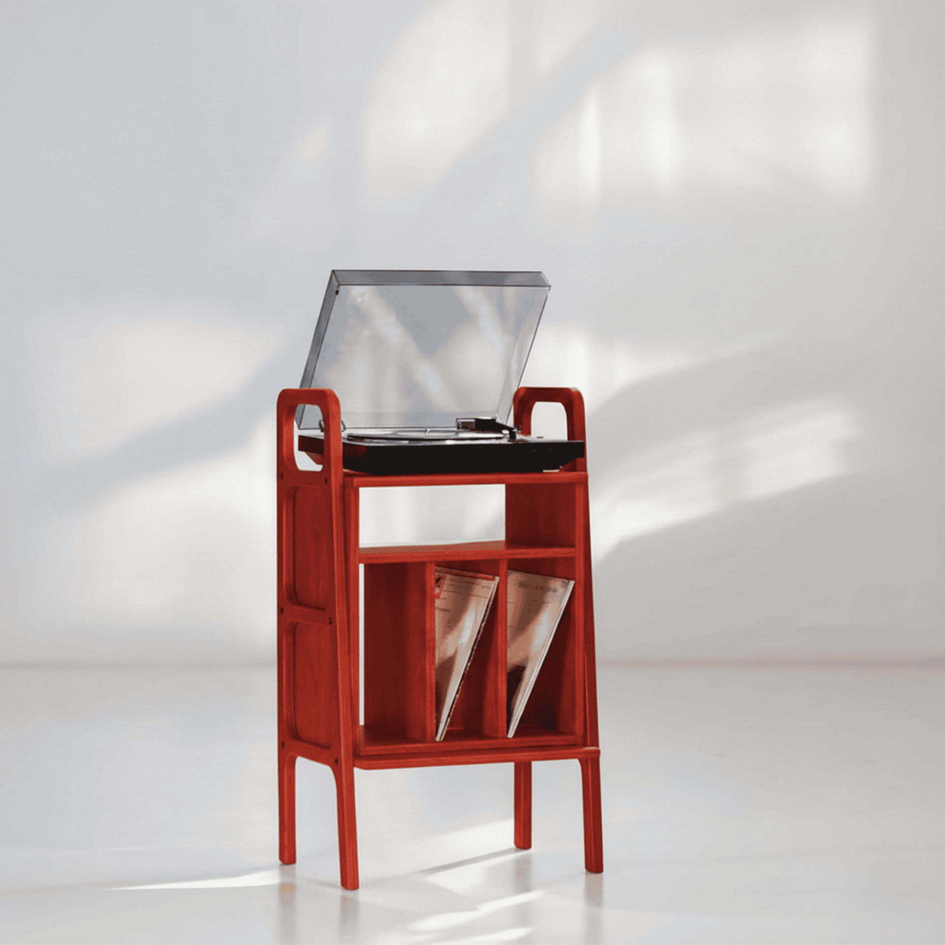 Lyric, Ahşap Kitaplık Ve Pikap Standı, Kırmızı Renk