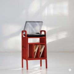 Lyric, Ahşap Kitaplık Ve Pikap Standı, Kırmızı Renk