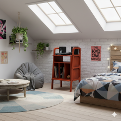 Lyric, Ahşap Kitaplık Ve Pikap Standı, Kırmızı Renk