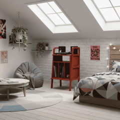 Lyric, Ahşap Kitaplık Ve Pikap Standı, Kırmızı Renk