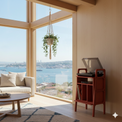 Lyric, Ahşap Kitaplık Ve Pikap Standı, Kırmızı Renk