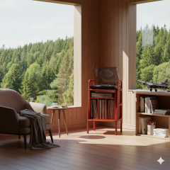 Lyric, Ahşap Kitaplık Ve Pikap Standı, Kırmızı Renk