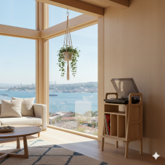 Lyric, Ahşap Kitaplık Ve Pikap Standı, Natural Renk