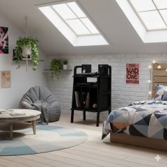 Lyric, Ahşap Kitaplık Ve Pikap Standı, Siyah Renk