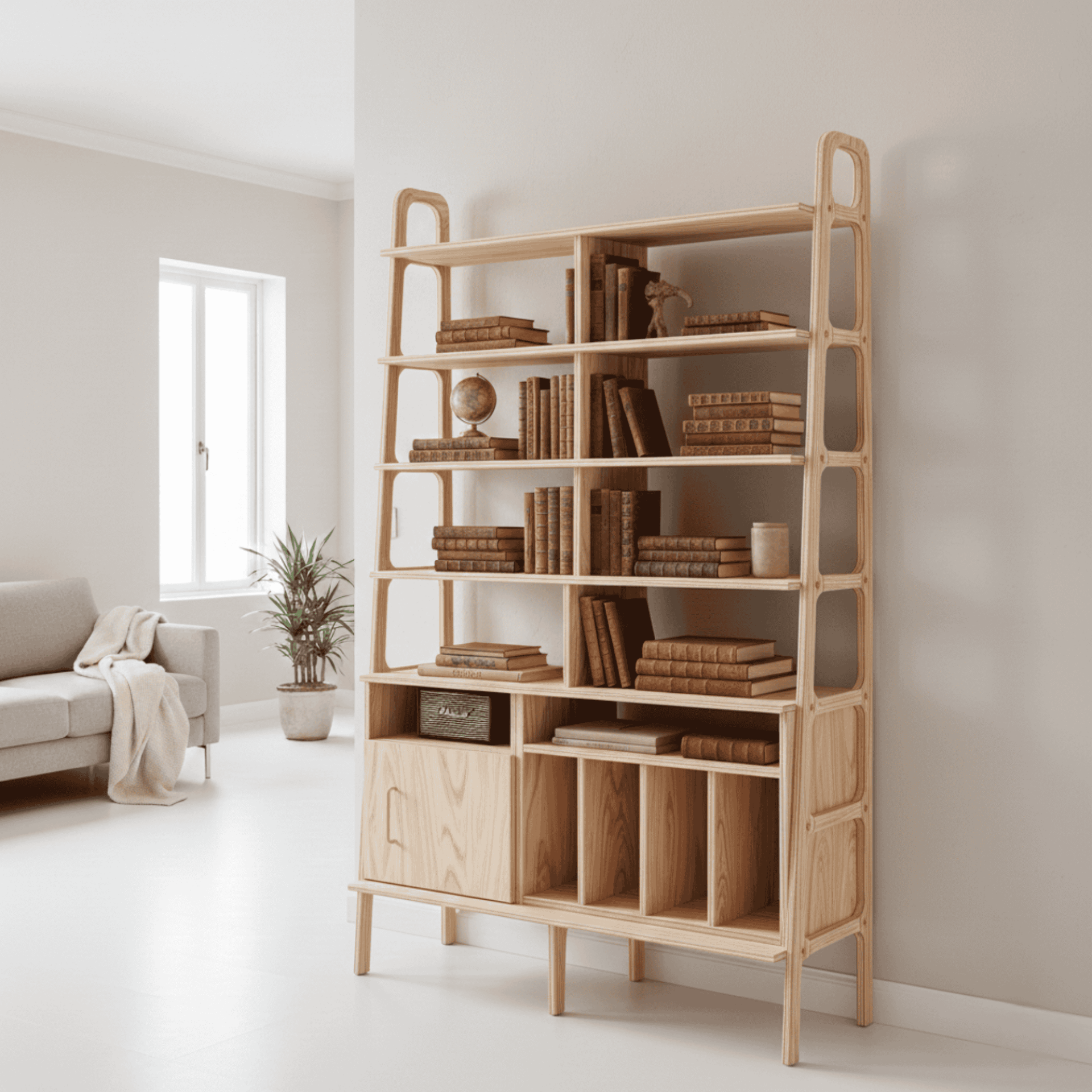 Pietra, Ahşap Kitaplık ve Raf Ünitesi, Natural Renk