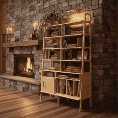 Pietra, Ahşap Kitaplık ve Raf Ünitesi, Natural Renk