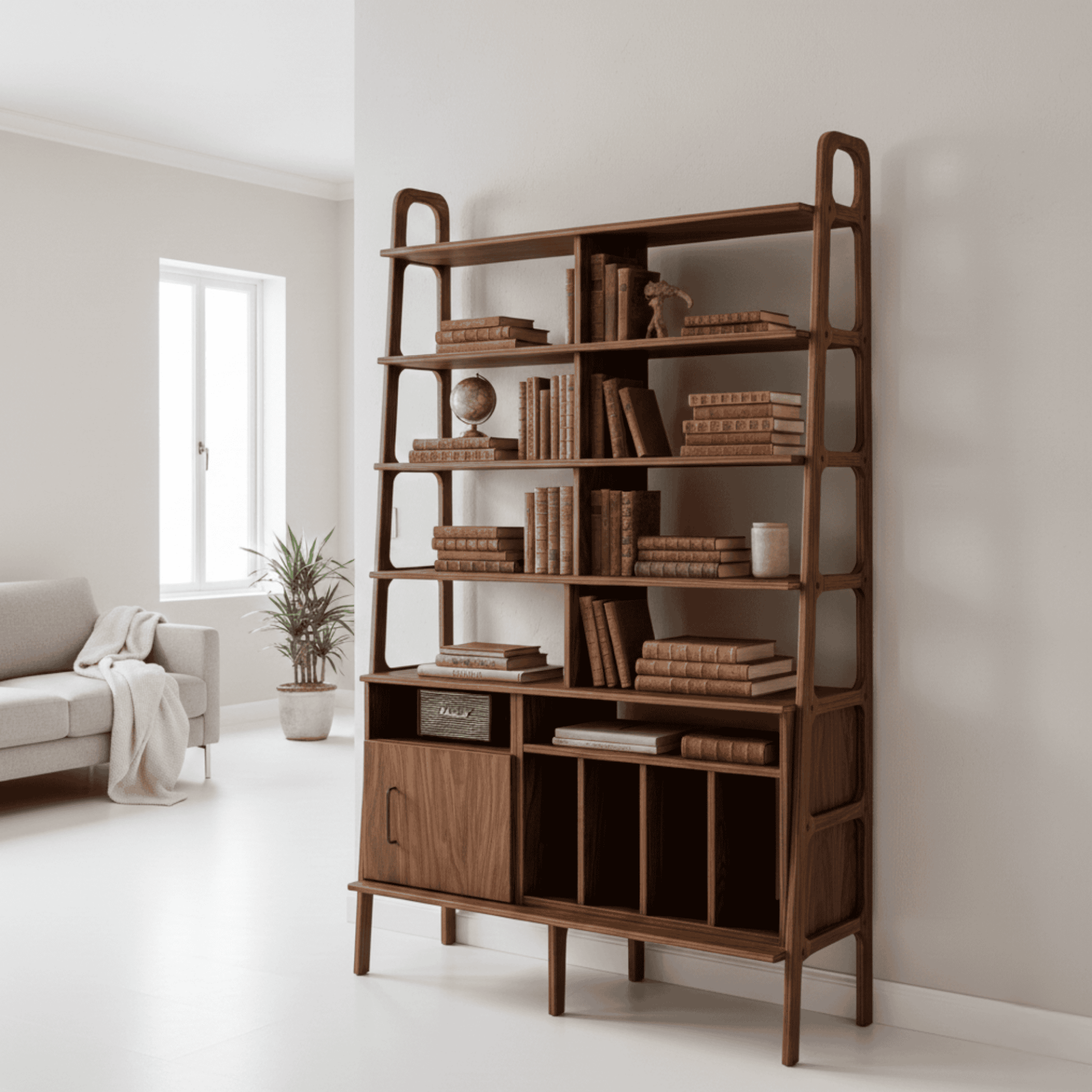 Pietra, Ahşap Kitaplık ve Raf Ünitesi, Ceviz Renk