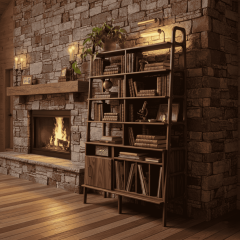 Pietra, Ahşap Kitaplık ve Raf Ünitesi, Ceviz Renk