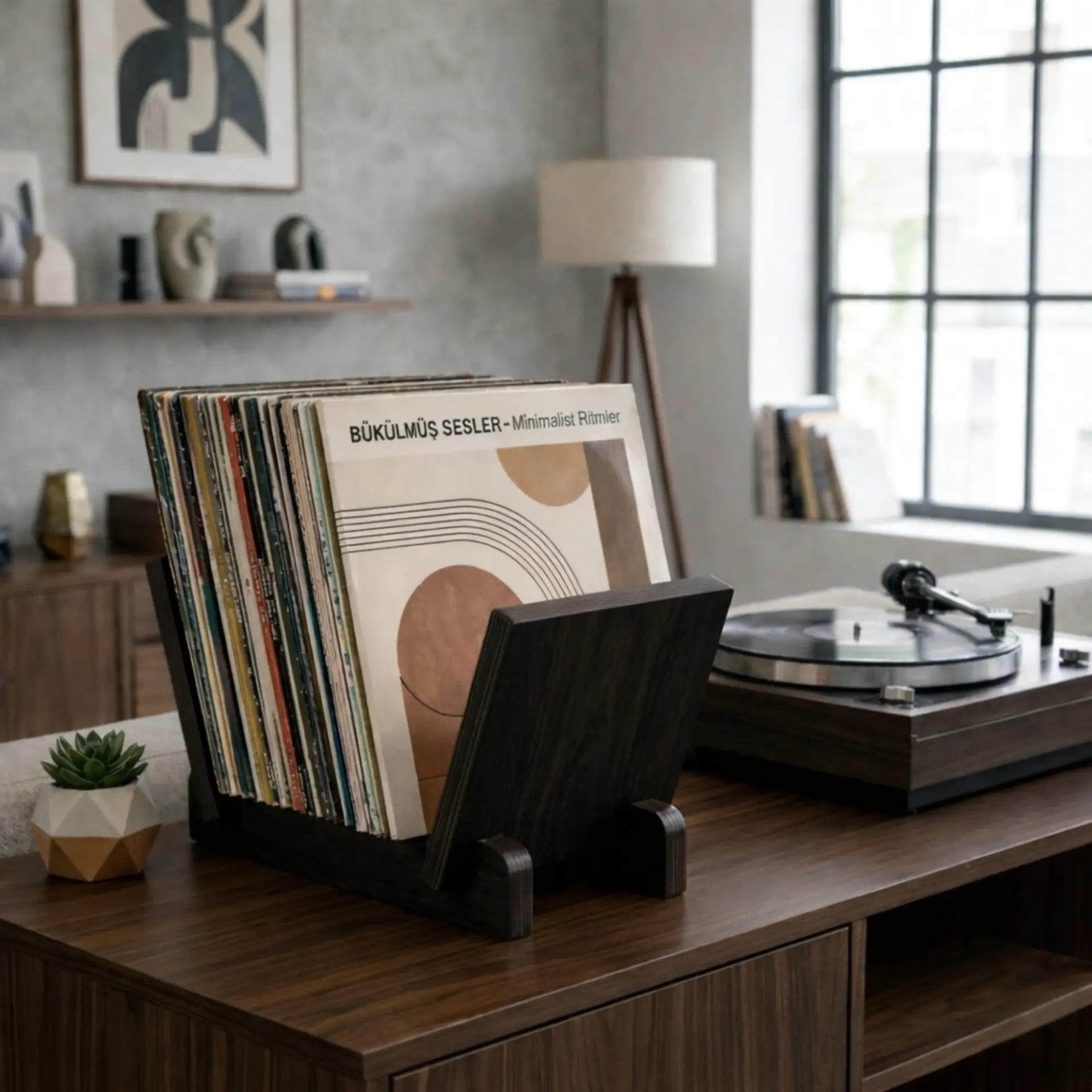 Vintra, Plak, Dergi, Gazete, Kitap İçin Modüler Raf, Ceviz Renk