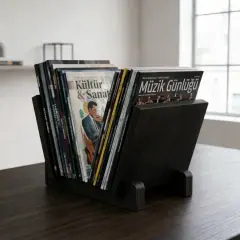 Vintra, Plak, Dergi, Gazete, Kitap İçin Modüler Raf, Ceviz Renk