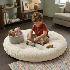 Velora 100x100 cm Yer Minderi, Çok Amaçlı Kullanım, Kırık Beyaz