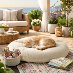 Velora 100x100 cm Yer Minderi, Çok Amaçlı Kullanım, Kırık Beyaz