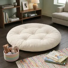 Velora 100x100 cm Yer Minderi, Çok Amaçlı Kullanım, Kırık Beyaz