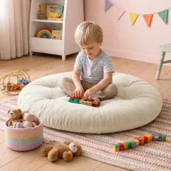 Velora 100x100 cm Yer Minderi, Çok Amaçlı Kullanım, Kırık Beyaz